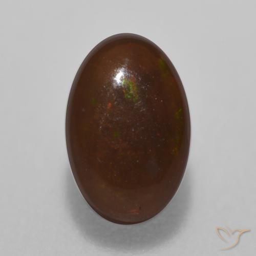 0.44ct Natürlicher Mehrfarbig Schokoladenopal, Oval, Lichtdurchlässig