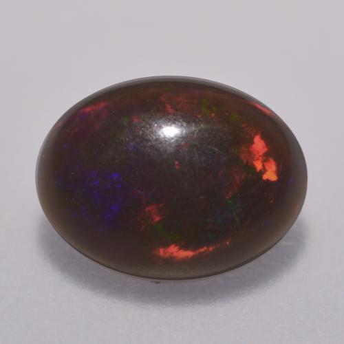 0,67 ctw natürlicher mehrfarbiger Schokoladenopal, Oval Schliff, Lichtdurchlässig
