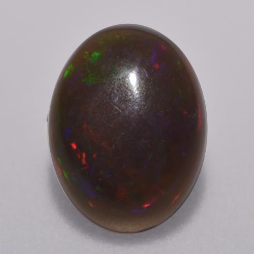 0,67 ctw natürlicher mehrfarbiger Schokoladenopal, Oval Schliff, Lichtdurchlässig