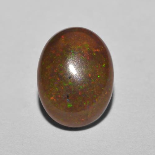 0,85 ctw natürlicher mehrfarbiger Schokoladenopal, Oval Schliff, Lichtdurchlässig