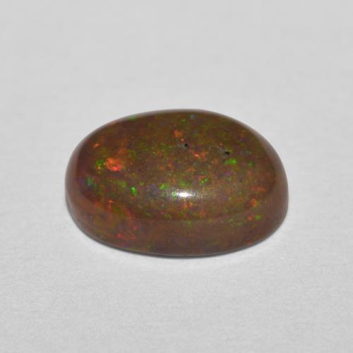 0,85 ctw natürlicher mehrfarbiger Schokoladenopal, Oval Schliff, Lichtdurchlässig