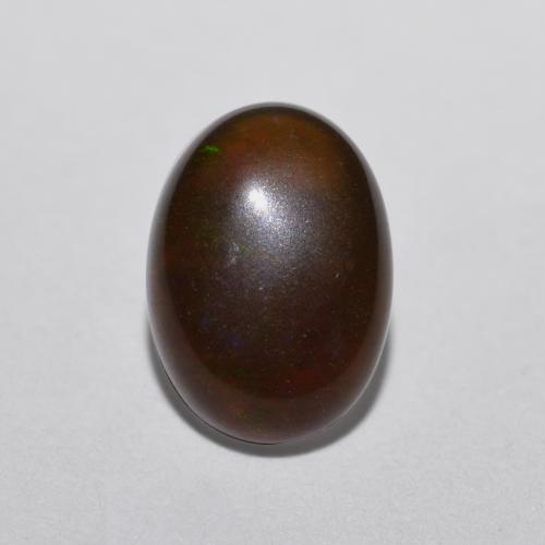 0,52 ctw natürlicher mehrfarbiger Schokoladenopal, Oval Schliff, Lichtdurchlässig
