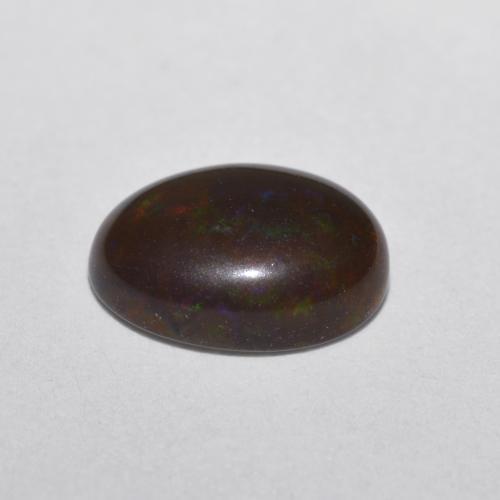 0,52 ctw natürlicher mehrfarbiger Schokoladenopal, Oval Schliff, Lichtdurchlässig