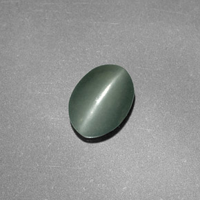 0,76 ctw natürlicher grüner Chrysoberyl Cat's Eye, Oval Schliff, Lichtundurchlässig