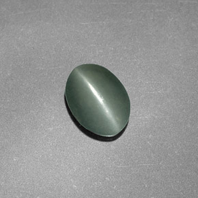 0,76 ctw natürlicher grüner Chrysoberyl Cat's Eye, Oval Schliff, Lichtundurchlässig