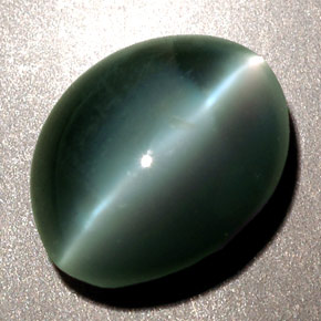 2,48 ctw natürlicher grüner Chrysoberyl Cat's Eye, Oval Schliff, Lichtundurchlässig