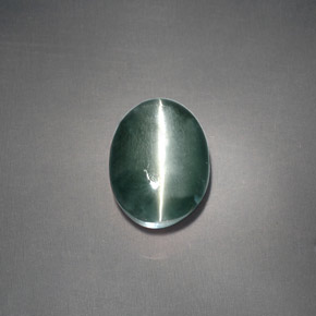3,05 ctw natürlicher grüner Chrysoberyl Cat's Eye, Oval Schliff, Lichtundurchlässig