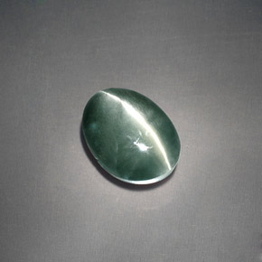3,05 ctw natürlicher grüner Chrysoberyl Cat's Eye, Oval Schliff, Lichtundurchlässig