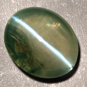 0,92 ctw natürlicher grüner Chrysoberyl Cat's Eye, Transparent, Transparent / Lichtdurchlässig
