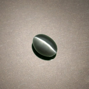 0,75 ctw natürlicher grüner Chrysoberyl Cat's Eye, Oval Schliff, Lichtundurchlässig