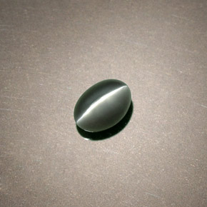 0,75 ctw natürlicher grüner Chrysoberyl Cat's Eye, Oval Schliff, Lichtundurchlässig