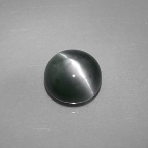 4,08 ctw natürlicher grüner Chrysoberyl Cat's Eye, Rundschliff, Lichtundurchlässig
