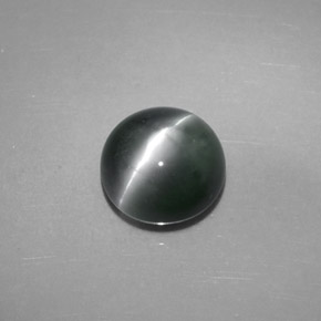 4,08 ctw natürlicher grüner Chrysoberyl Cat's Eye, Rundschliff, Lichtundurchlässig