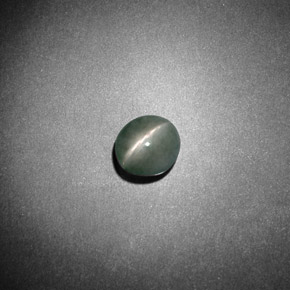 0,79 ctw natürlicher grüner Chrysoberyl Cat's Eye, Oval Schliff, Lichtundurchlässig