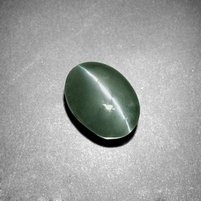3,04 ctw natürlicher grüner Chrysoberyl Cat's Eye, Oval Schliff, Lichtundurchlässig