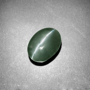 3,04 ctw natürlicher grüner Chrysoberyl Cat's Eye, Oval Schliff, Lichtundurchlässig
