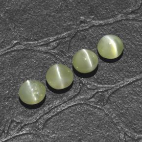 1,66 ct natürliche grüner Chrysoberyl Cat's Eye-Edelsteine, Rundschliff, Lichtdurchlässig