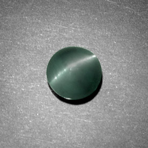 1,08 ctw natürlicher grüner Chrysoberyl Cat's Eye, Rundschliff, Lichtundurchlässig