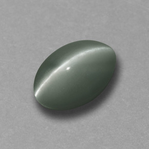0,73 ctw natürlicher grüner Chrysoberyl Cat's Eye, Oval Schliff, Lichtundurchlässig