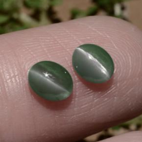 1,06 ct natürliche grüner Chrysoberyl Cat's Eye-Edelsteine, Oval Schliff, Lichtdurchlässig