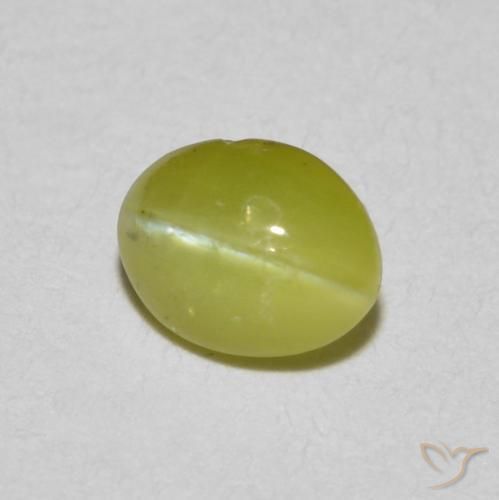 0.51ct Natürlicher Mittelgelb Chrysoberyll-Katzenauge, Oval, Lichtdurchlässig