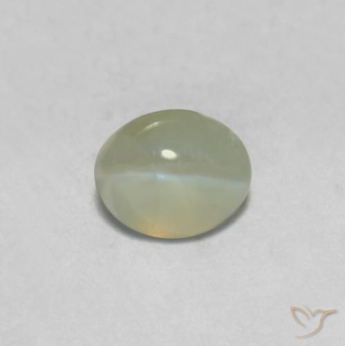 0.36ct Natürlicher Mittelgrün Chrysoberyll-Katzenauge, Oval, Lichtdurchlässig