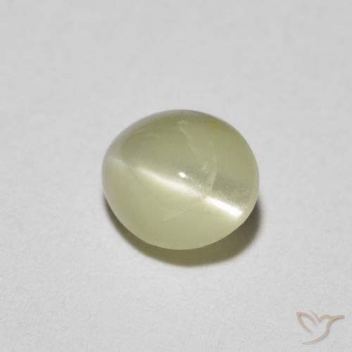 9,17 ctw natürlicher hellgrünlich-gelb Chrysoberyll-Katzenauge, Oval, Lichtdurchlässig