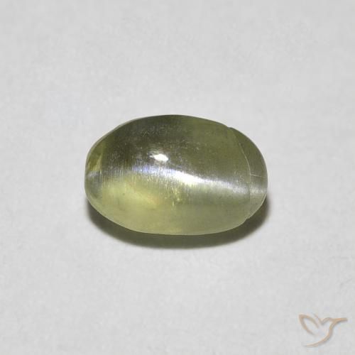 0.55ct Natürlicher Medium Dark-Green Chrysoberyll-Katzenauge, Oval, Lichtdurchlässig