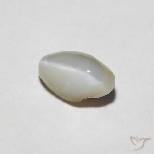 9,17 ctw natürlicher Sehr helles Grau Chrysoberyll-Katzenauge, Oval, Lichtundurchlässig