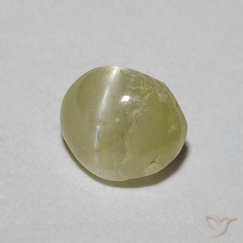 9,17 ctw natürlicher gelblich-grün Chrysoberyll-Katzenauge, Oval, Lichtdurchlässig