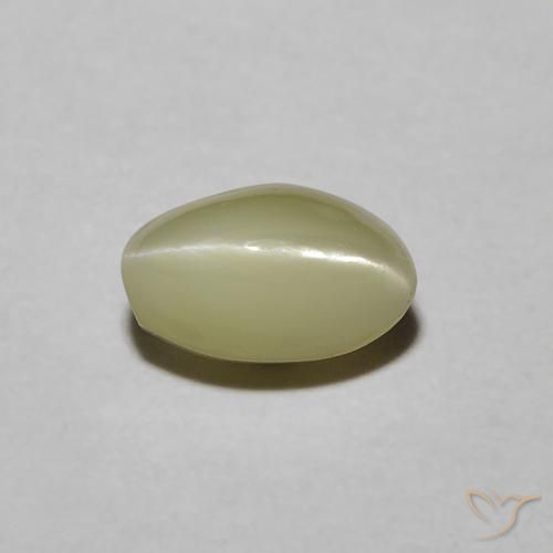 9,17 ctw natürlicher Blasses Cremegelb Chrysoberyll-Katzenauge, Oval Schliff, Lichtdurchlässig