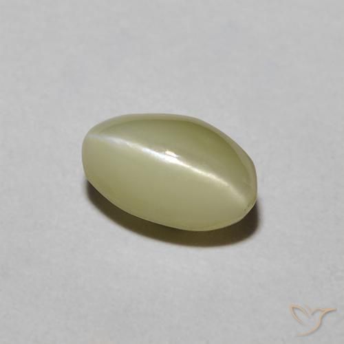 9,17 ctw natürlicher Blasses Cremegelb Chrysoberyll-Katzenauge, Oval Schliff, Lichtdurchlässig