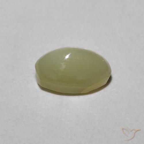 9,17 ctw natürlicher Blasses Cremegelb Chrysoberyll-Katzenauge, Oval Schliff, Lichtdurchlässig