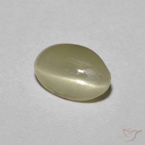 9,17 ctw natürlicher Blasses Cremegelb Chrysoberyll-Katzenauge, Oval, Lichtundurchlässig