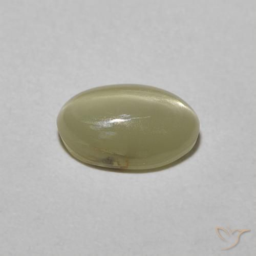 9,17 ctw natürlicher Blasses Cremegelb Chrysoberyll-Katzenauge, Oval, Lichtundurchlässig