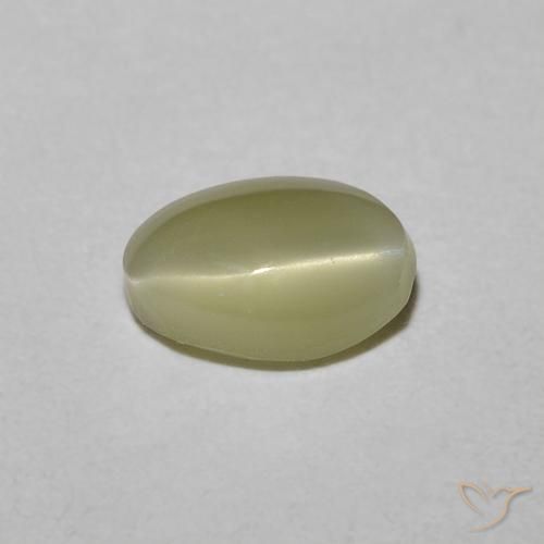 9,17 ctw natürlicher Blasses Cremegelb Chrysoberyll-Katzenauge, Oval Schliff, Lichtdurchlässig