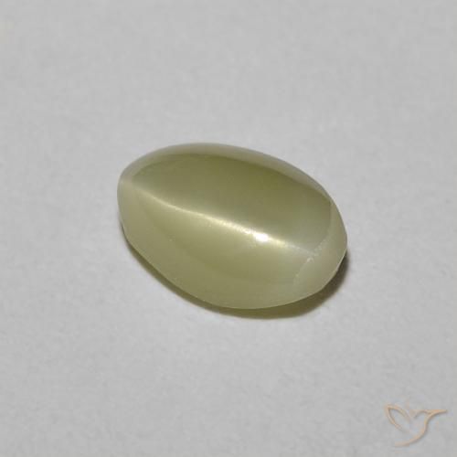 9,17 ctw natürlicher Blasses Cremegelb Chrysoberyll-Katzenauge, Oval Schliff, Lichtdurchlässig