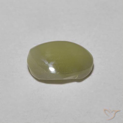 9,17 ctw natürlicher Blasses Cremegelb Chrysoberyll-Katzenauge, Oval Schliff, Lichtdurchlässig