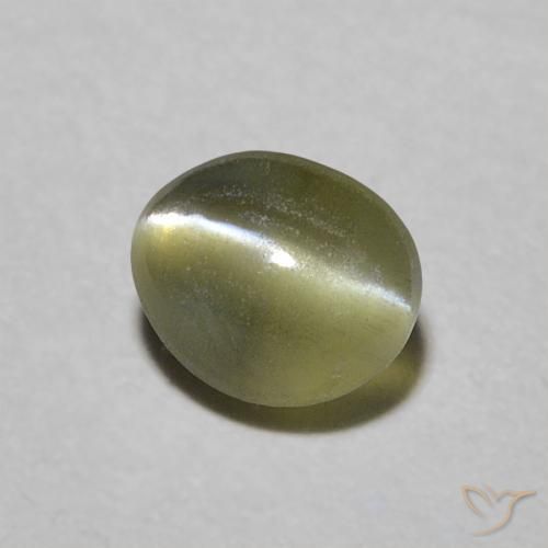 9,17 ctw natürlicher gelblich-grün Chrysoberyll-Katzenauge, Oval, Lichtdurchlässig