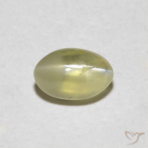 0.48ct Natürlicher Blasses Cremegelb Chrysoberyll-Katzenauge, Oval, Lichtdurchlässig