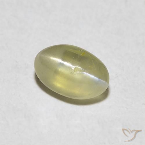 9,17 ctw natürlicher Blasses Cremegelb Chrysoberyll-Katzenauge, Oval, Lichtdurchlässig