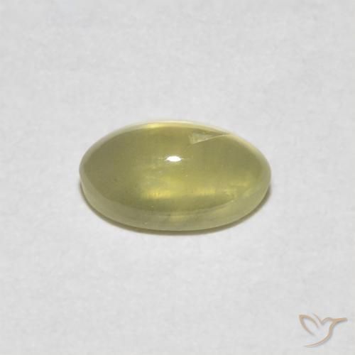 9,17 ctw natürlicher Blasses Cremegelb Chrysoberyll-Katzenauge, Oval, Lichtdurchlässig