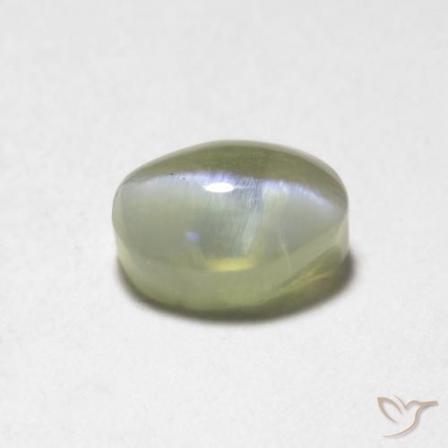 9,17 ctw natürlicher hellgelb Chrysoberyll-Katzenauge, Oval, Lichtdurchlässig