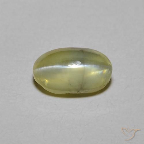 1.34ct Natürlicher Mittelgelb Chrysoberyll-Katzenauge, Oval, Lichtdurchlässig