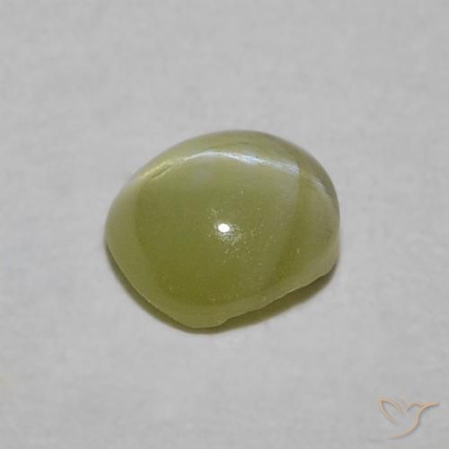 9,17 ctw natürlicher gelblich-grün Chrysoberyll-Katzenauge, Oval, Lichtdurchlässig