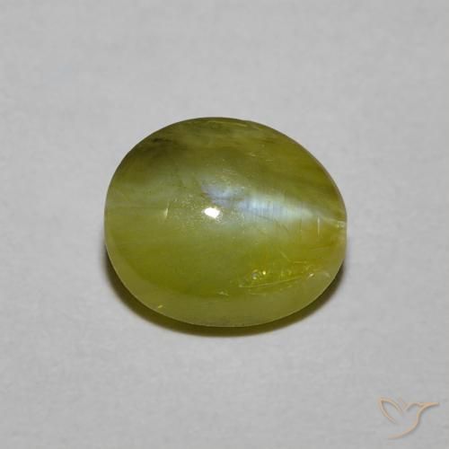 1,21 ctw natürlicher grüner Chrysoberyl Cat's Eye, Oval Schliff, Lichtdurchlässig