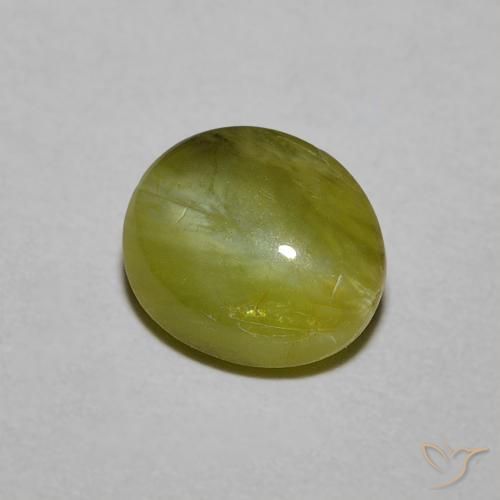 1,21 ctw natürlicher grüner Chrysoberyl Cat's Eye, Oval Schliff, Lichtdurchlässig