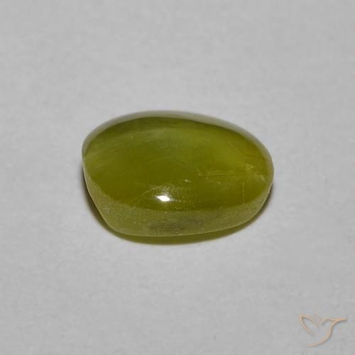 1,21 ctw natürlicher grüner Chrysoberyl Cat's Eye, Oval Schliff, Lichtdurchlässig