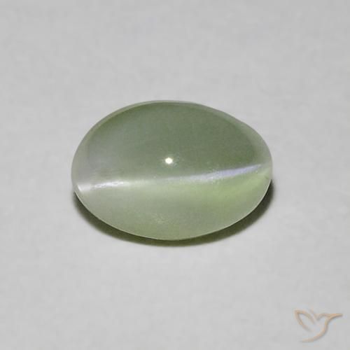 0,90 ctw natürlicher grüner Chrysoberyl Cat's Eye, Oval Schliff, Lichtdurchlässig
