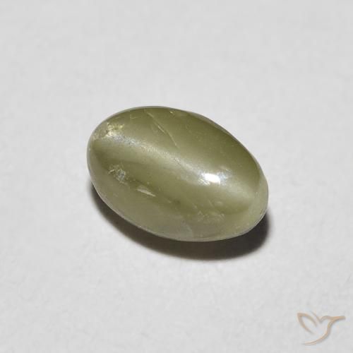 9,17 ctw natürlicher gelblich-grün Chrysoberyll-Katzenauge, Oval, Lichtdurchlässig